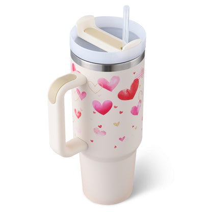 “40oz Insulated Tumbler – Spill-Proof with Handle & Straw”