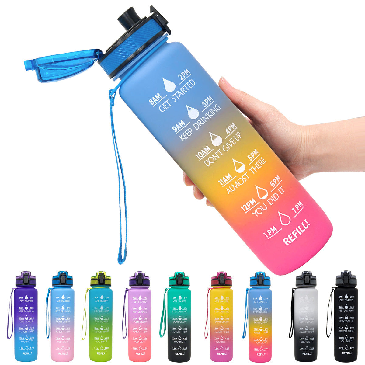 1L Motivational Water Bottle – Tritan Leakproof Sports Bottle