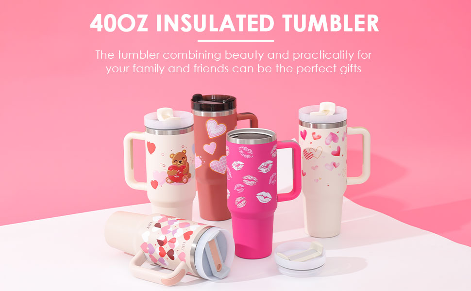 “40oz Insulated Tumbler – Spill-Proof with Handle & Straw”