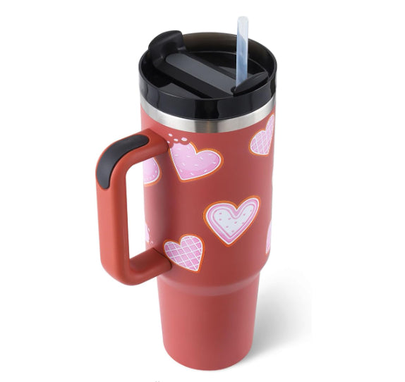 “40oz Insulated Tumbler – Spill-Proof with Handle & Straw”