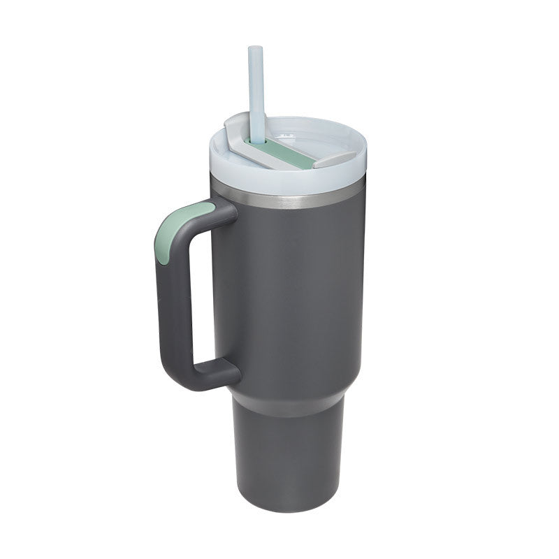 “40oz Insulated Tumbler – Spill-Proof with Handle & Straw”