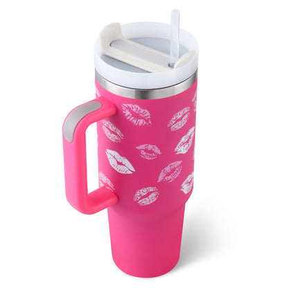 “40oz Insulated Tumbler – Spill-Proof with Handle & Straw”