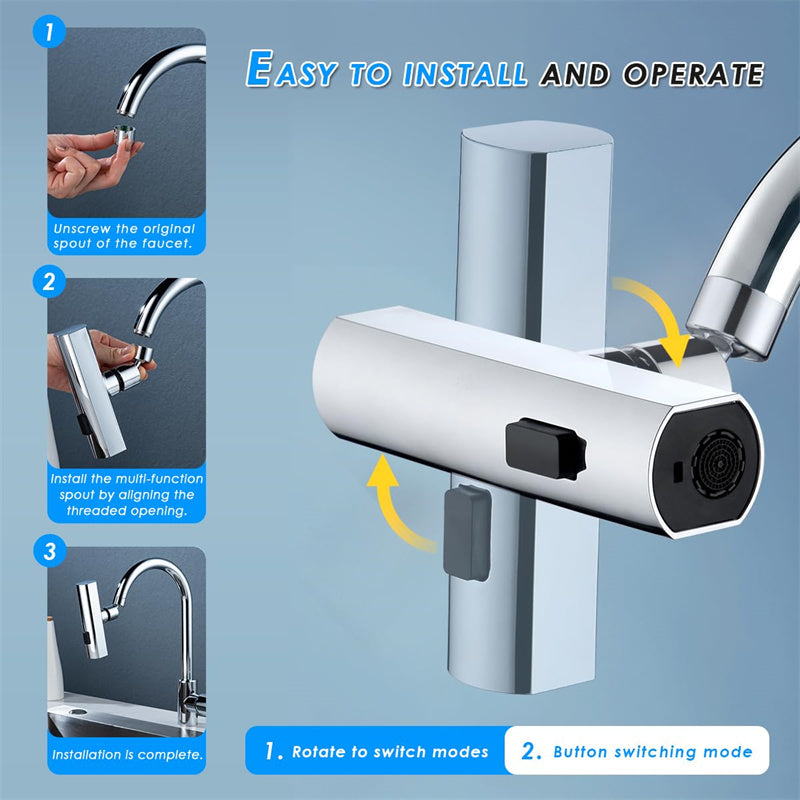 Kitchen Faucet Waterfall Bubbler – Anti-Splash Rotating Nozzle