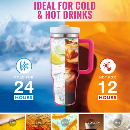 “40oz Insulated Tumbler – Spill-Proof with Handle & Straw”